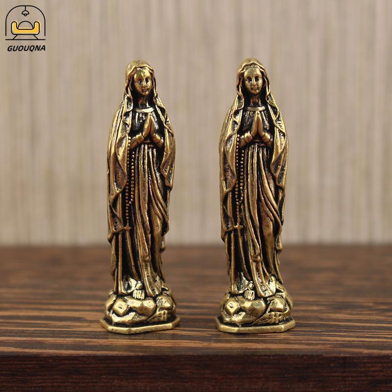 GUOUQNA Đồng Maria Tượng Mặt Dây Chuyền Đồng Thau Maria Tượng Đồng Nguyên Chất Vintage Đức Trinh Nữ 