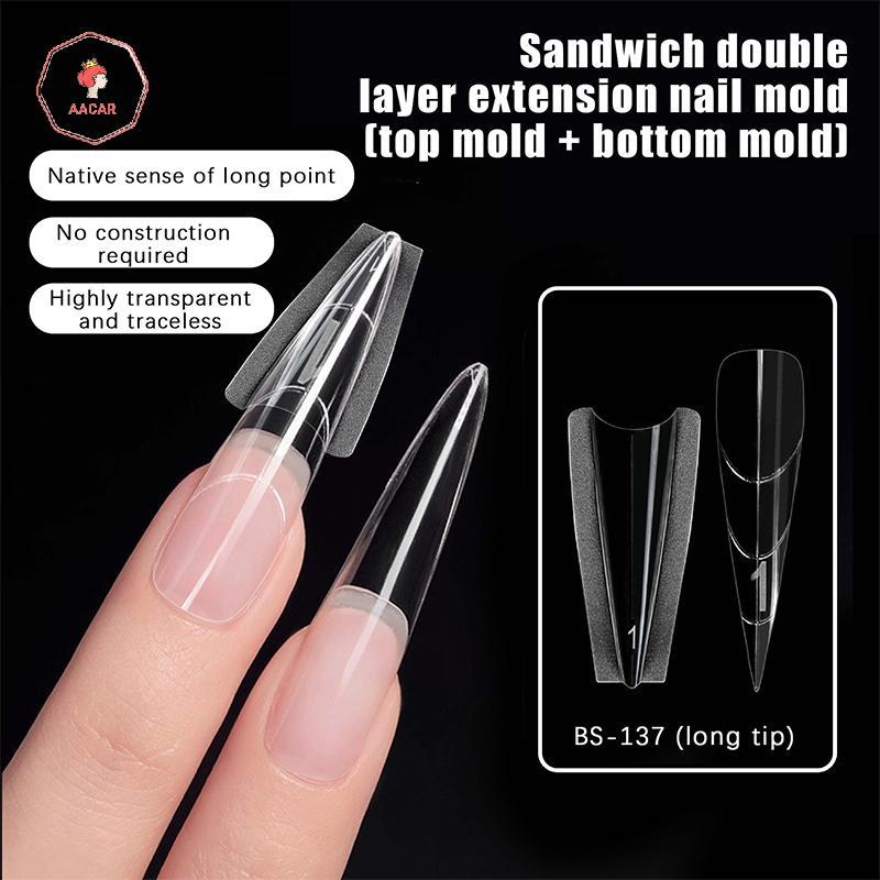 AACAR Sandwich Dual Nail Forms 240 chiếc 15size Extensions-Dual Forms Coffin Almond Nail Forms Top M