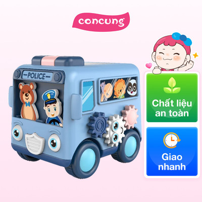 Xe buýt cảnh sát mini và gấu cưng lắc lư ngộ nghĩnh YN527420 C509 (Xanh dương)