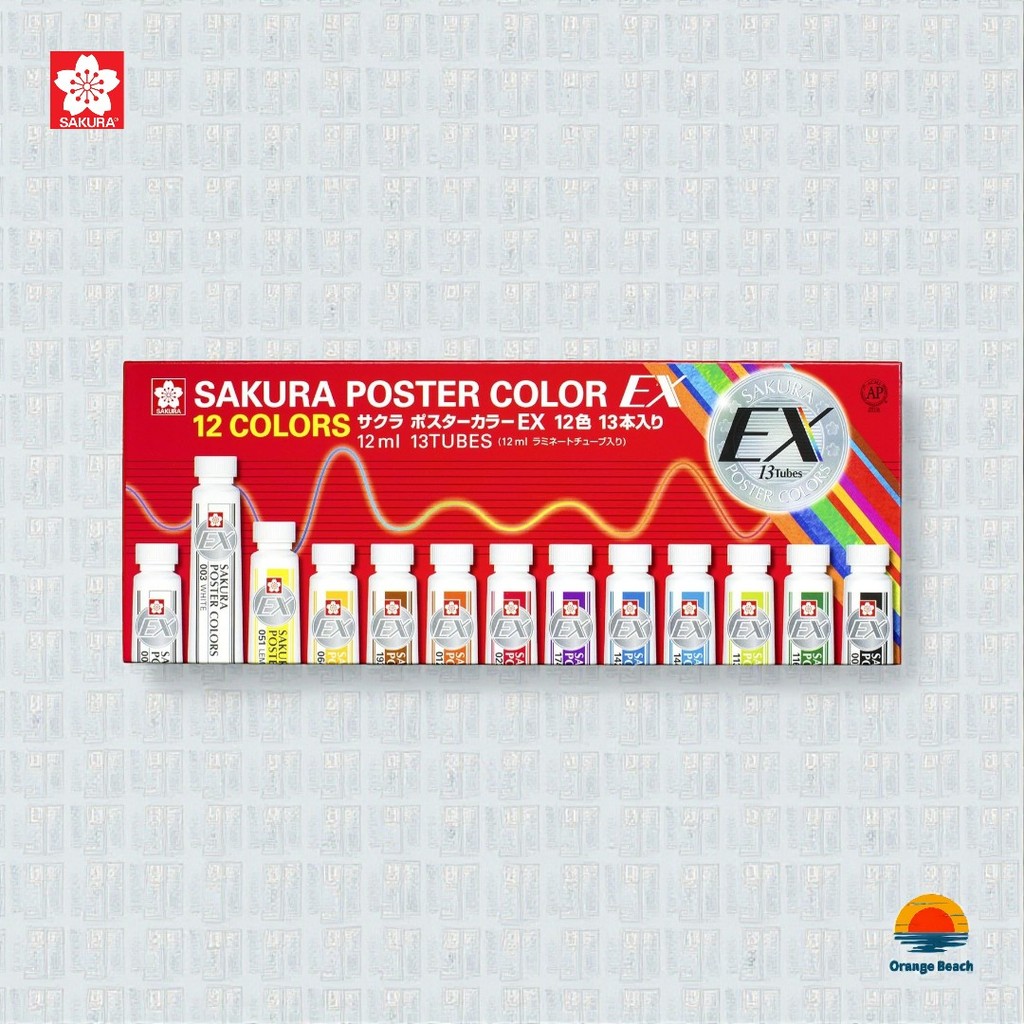 Sakura Poster Color EX/Màu Poster/12 màu 13 tuýp/PEW13/Gouache Paint/Made in Japan