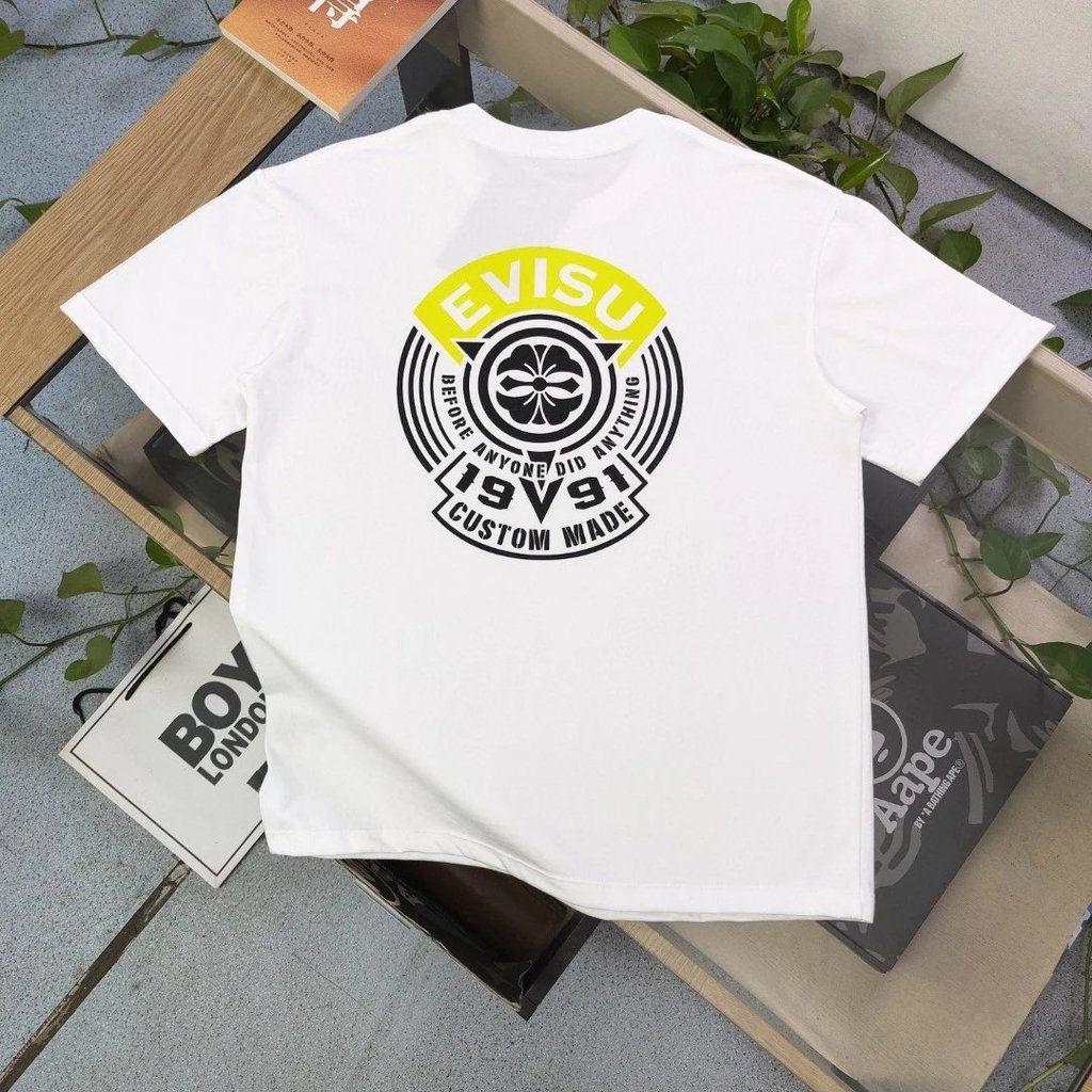 Áo hoodie EVISU cổ tròn ngắn tay nam nữ, size 6XL, thiết kế cao cấp, phù hợp dạo phố