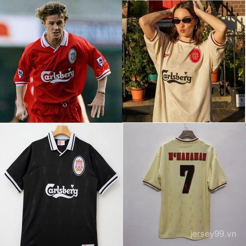 Áo bóng đá retro FOWLER & MCMANAMAN sân khách Anfield, chất liệu vảijacquard, có thể tùy chỉnh