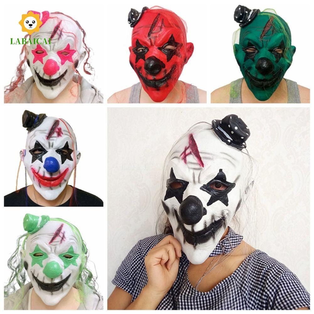 LABAICAI Halloween Full Face Mask, Latex Dress Up Halloween Clown Facemask, Mũ đội đầu dành cho ngườ