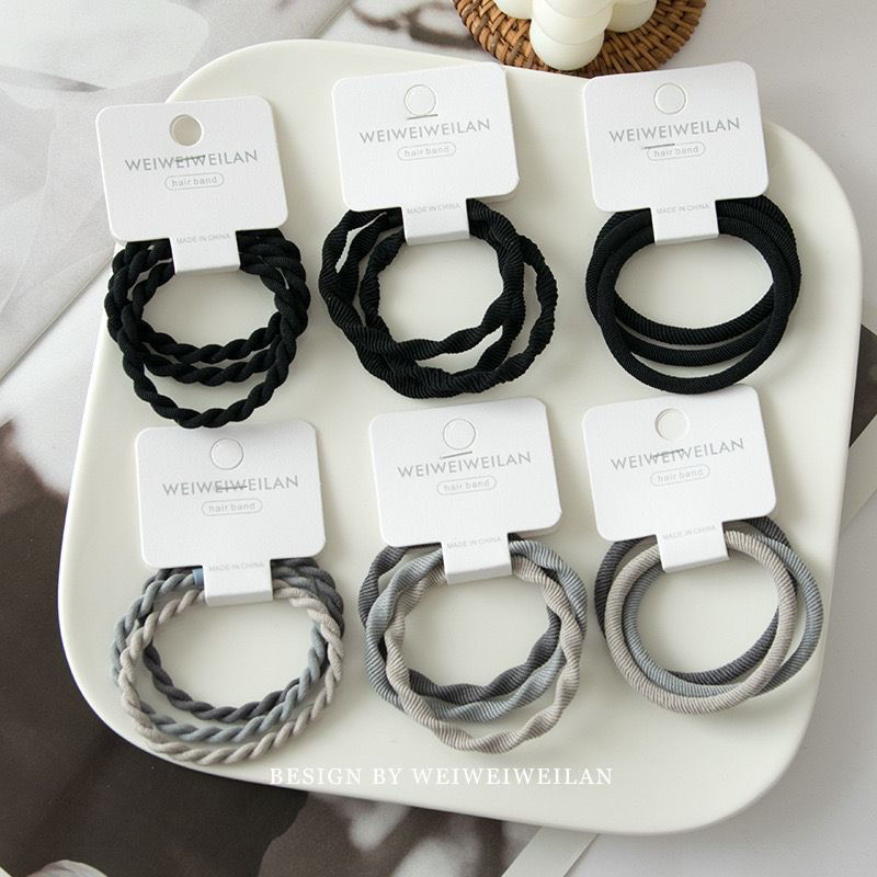 Spot Goods#ins Cool Gradient Basic Gray Thickened High-Elasticity Hair Tie Versatile Hair Band