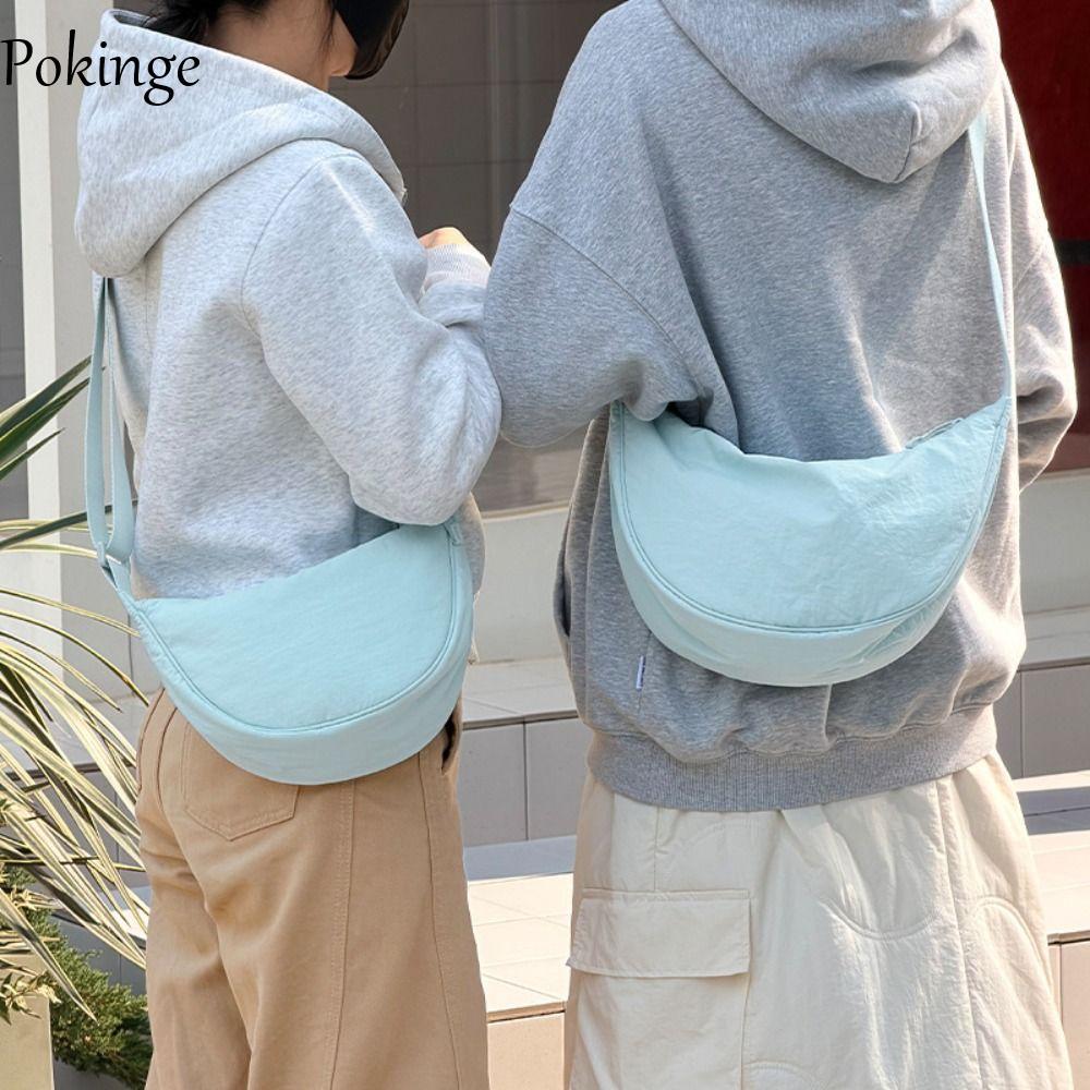 Túi đeo chéo nylon POKINGE, Túi đeo vai sức chứa lớn bằng nylon, Túi đeo chéo màu trơn cổ điển Túi x