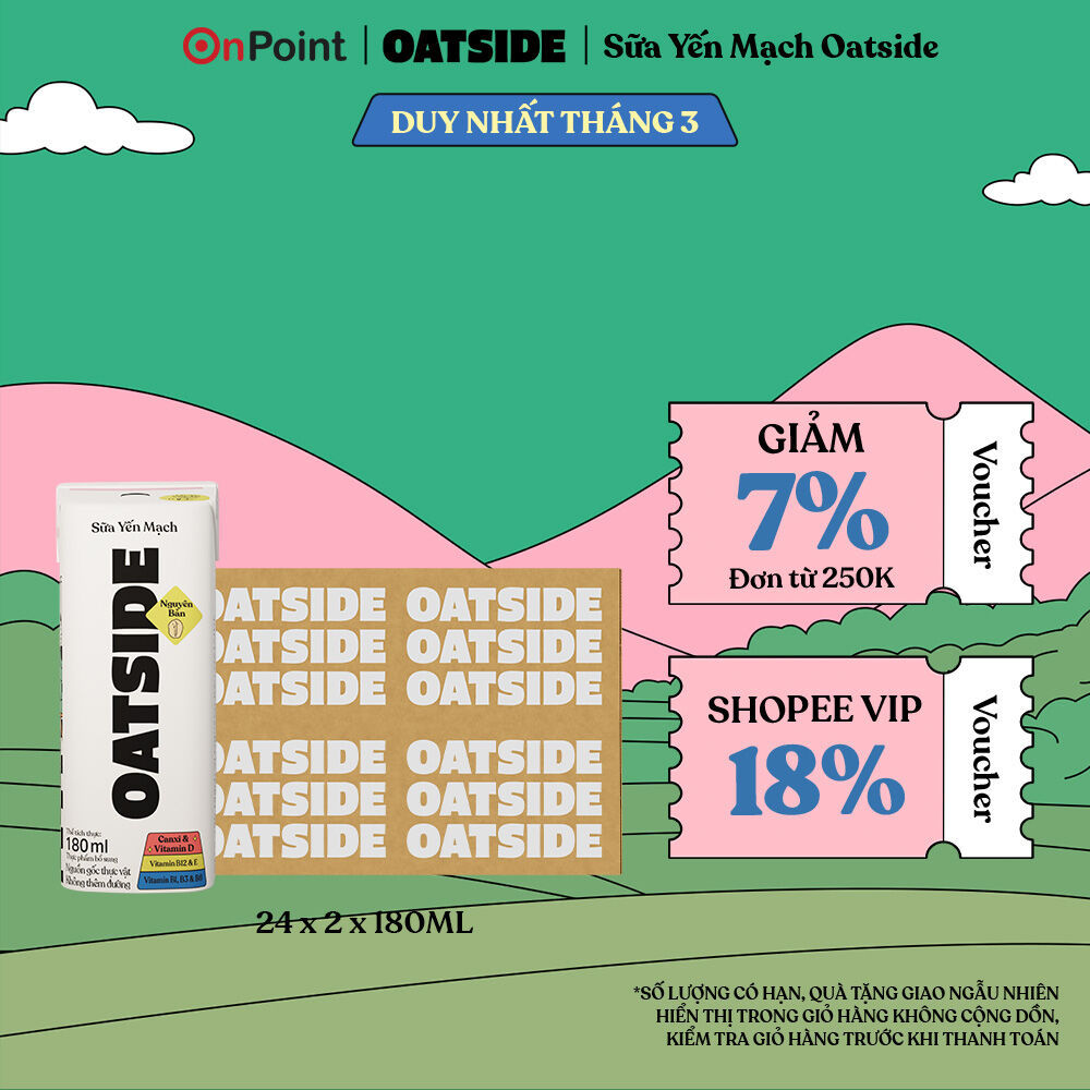 Combo 2 Thùng 24 hộp Sữa yến mạch OATSIDE Nguyên Vị Barista Blend 180ml (180ml x 24)