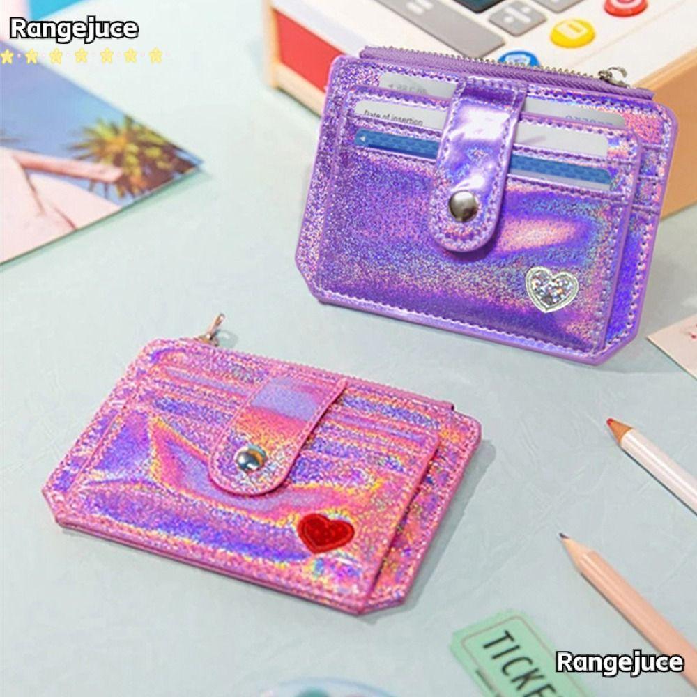 RANGEJUCE Slim Wallet mini Laser Shining Heart Thẻ ID nhiều thẻ