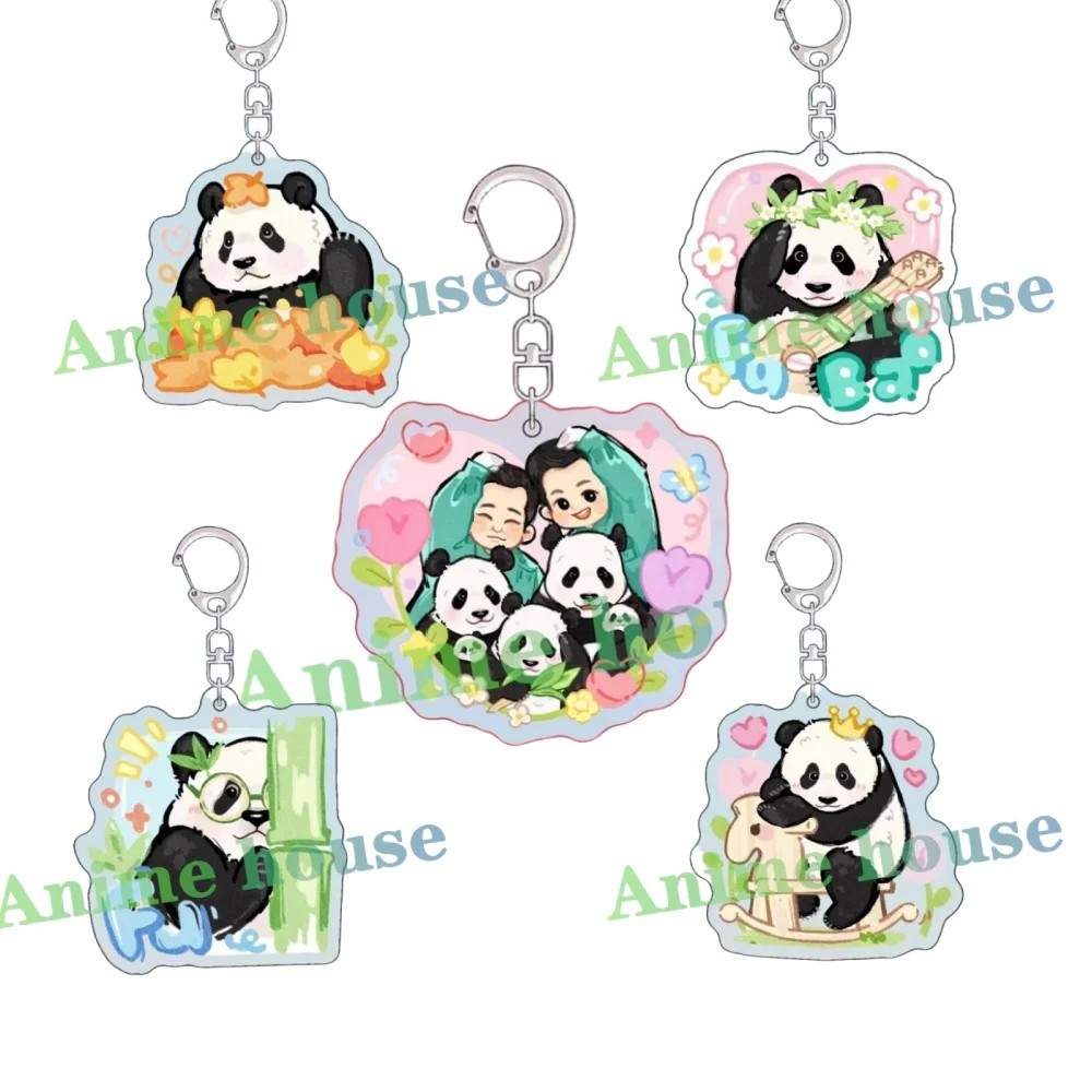 Móc khóa gấu trúc Fubao acrylic mica trong suốt dễ thương trang trí balo túi xách phụ kiện làm quà t