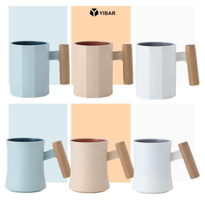 YIBAR Cốc Nước súc miệng Nâng cao Sense Tay cầm bằng gỗ Chải và Cốc giặt Ký túc xá Sáng tạo Đơn giản