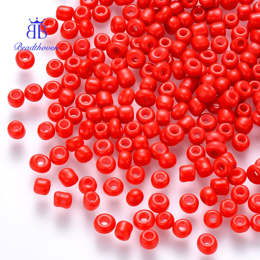 1 pound 12 / 0 Sơn Nướng Thủy Tinh Hạt Tròn Đỏ 1.5-2x1.5mm Lỗ: 0.5-1mm 30000 Cái / pound