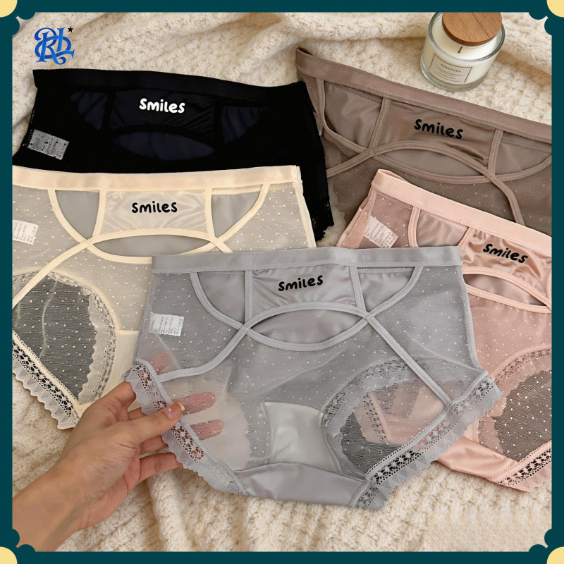 Quần lót tam giác liền mạch Satin Mid-Rise, Hollow Out, Silk Gusset