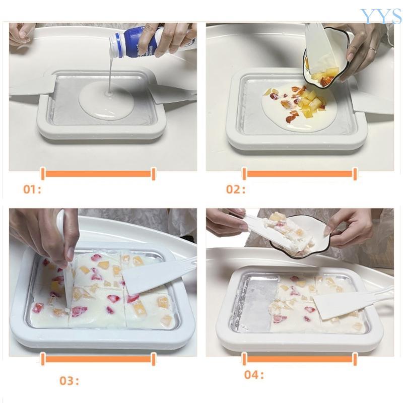 YYS Mini Máy Làm Kem Chảo Đa Năng Ngọt Chiên Sữa Chua Cuộn Kem