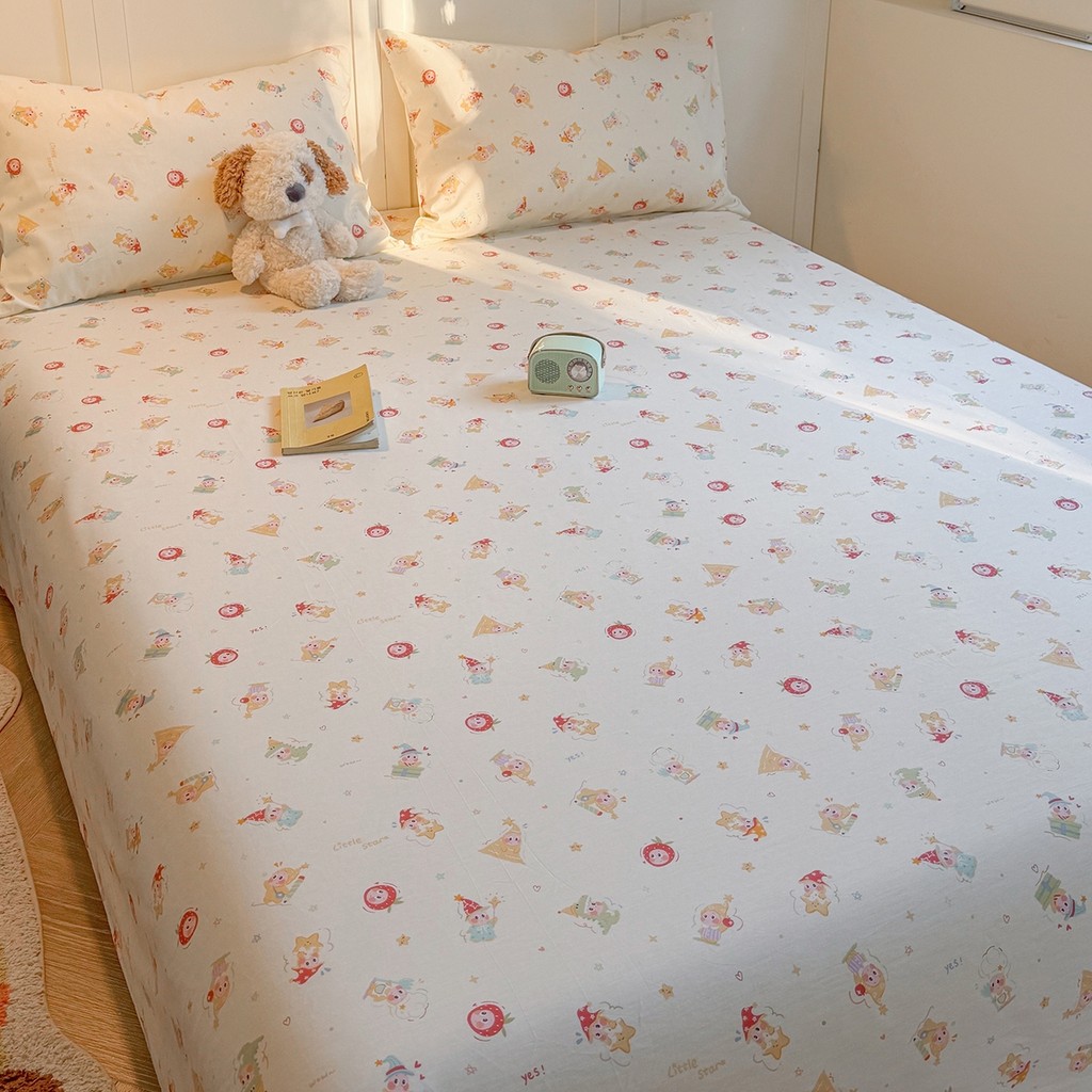 Happy Little Star 100% Cotton Trang Bị Tấm Siêu Mềm Mại Và Thoải Mái Queen / King Size Ga Trải Giườn
