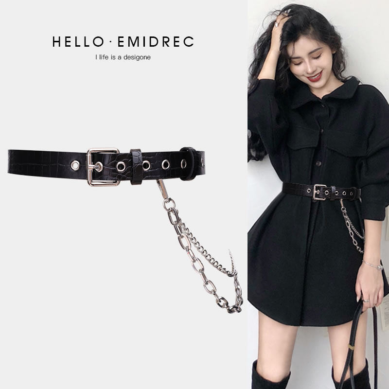 thắt lưng y2k quần hiphop y2k y2k outfit Dây Xích Rộng Thắt Lưng Trang Trí Nữ Phù Hợp Với Váy Quần J