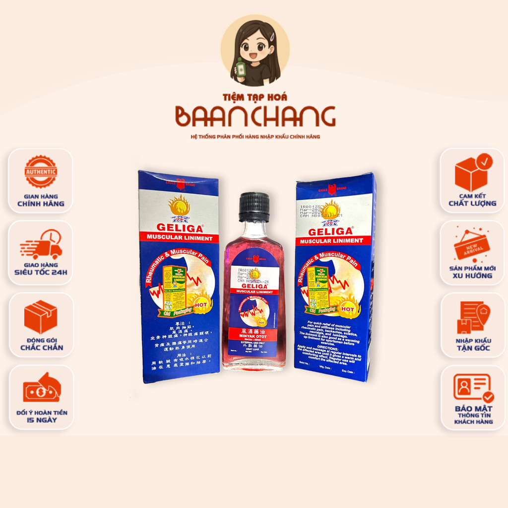 DẠNG NƯỚC - Dầu Gió Nóng Xoa Bóp Geliga Muscular Liniment Indonexia 60ml