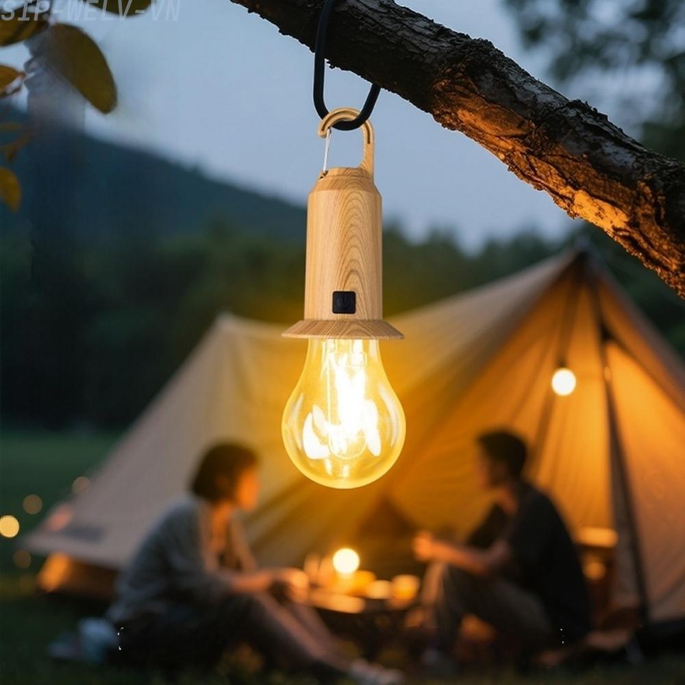 {WELV}Waterproof Solar Light Bulb with Hook Mount Warm White Light for Outdoor Camping