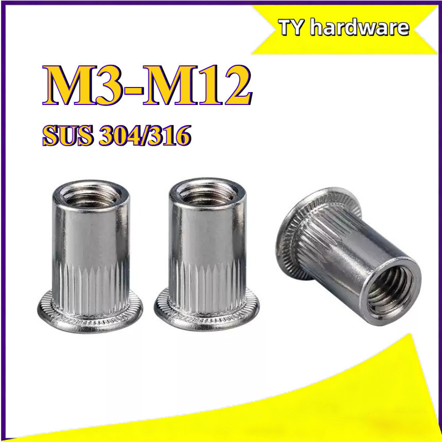 [DTY-G1] đai ốc rút, ecu rivet rút, tán rút các loại inox 304/316  /Tán ecu rút M3M4M5-M12