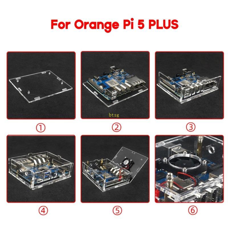Btsg Tản Nhiệt Ốp Lưng- Cho Orange Pi 5 Plus Acrylic Shell- Cover + Bộ Quạt Tản Nhiệt