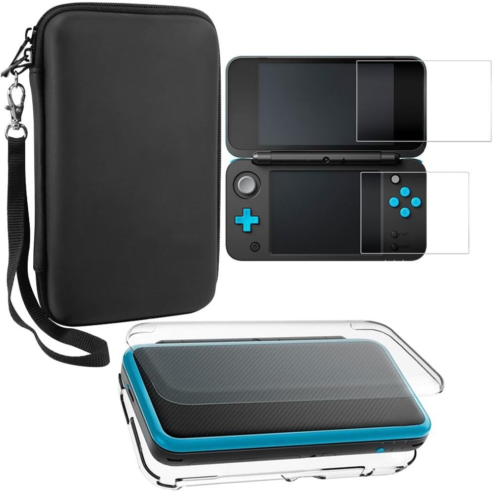 Ốp bảo vệ tương thích 2DS XL mới với miếng bảo vệ màn hình, hộp đựng trong suốt pha lê AFUNTA 1 và h