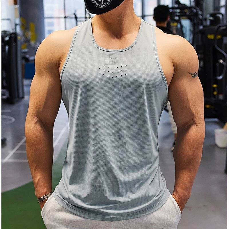 【Ready Stock】 Sports I-Shaped Vest Quick-Drying Sleeveless Men's Summer Elastic Running Waistcoat Sp