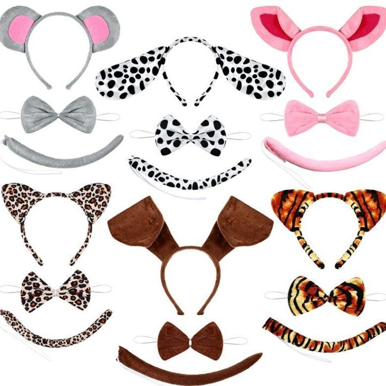 Ear cuffs2025The twelve zodiac signs3z Three-piece tail set for leopard animal zodiac costume - fier