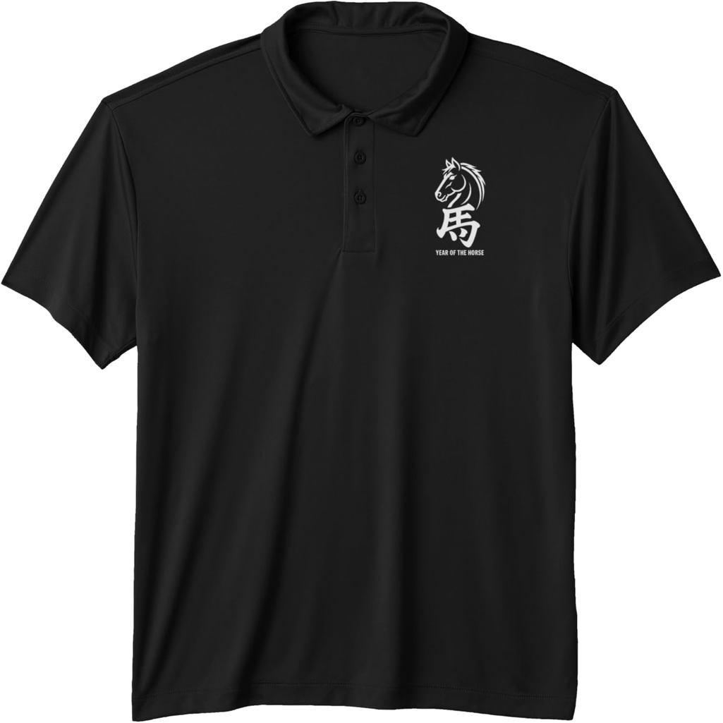 Áo sơ mi Polo chữ Trung Quốc khoe năm con ngựa thiêng