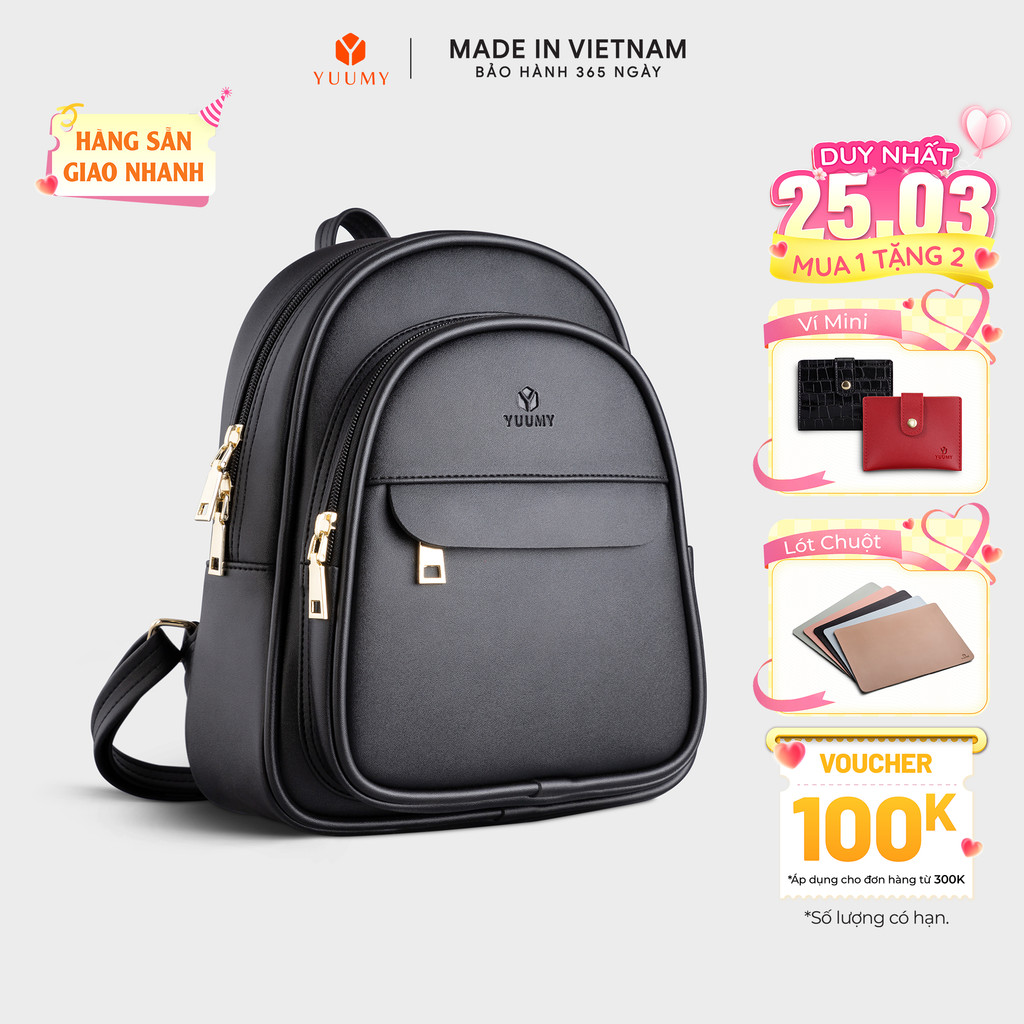 Balo Yuumy (Thời trang nữ cỡ trung basic - Balo da Seasand YBA51)