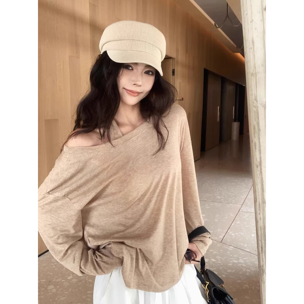 Áo chống nắngTrễ Vai Tay OvesizeDài Kaki Phong Cách Mới Dài Tay Nữ Mùa Hè Mỏng Thiết Kế Top | BigBuy360 - bigbuy360.vn