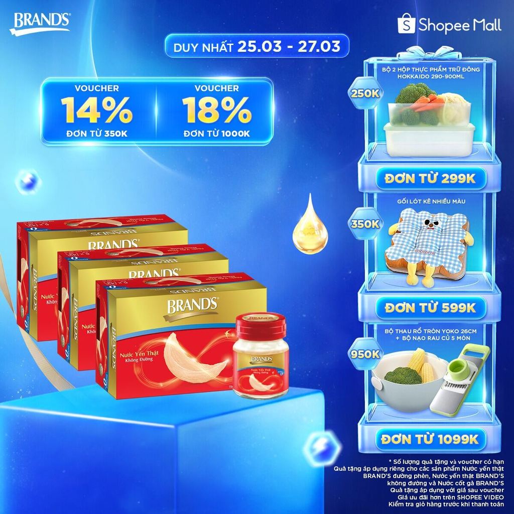 Combo 3 Nước yến thật BRAND'S Không Đường (42 ml x 6 lọ)