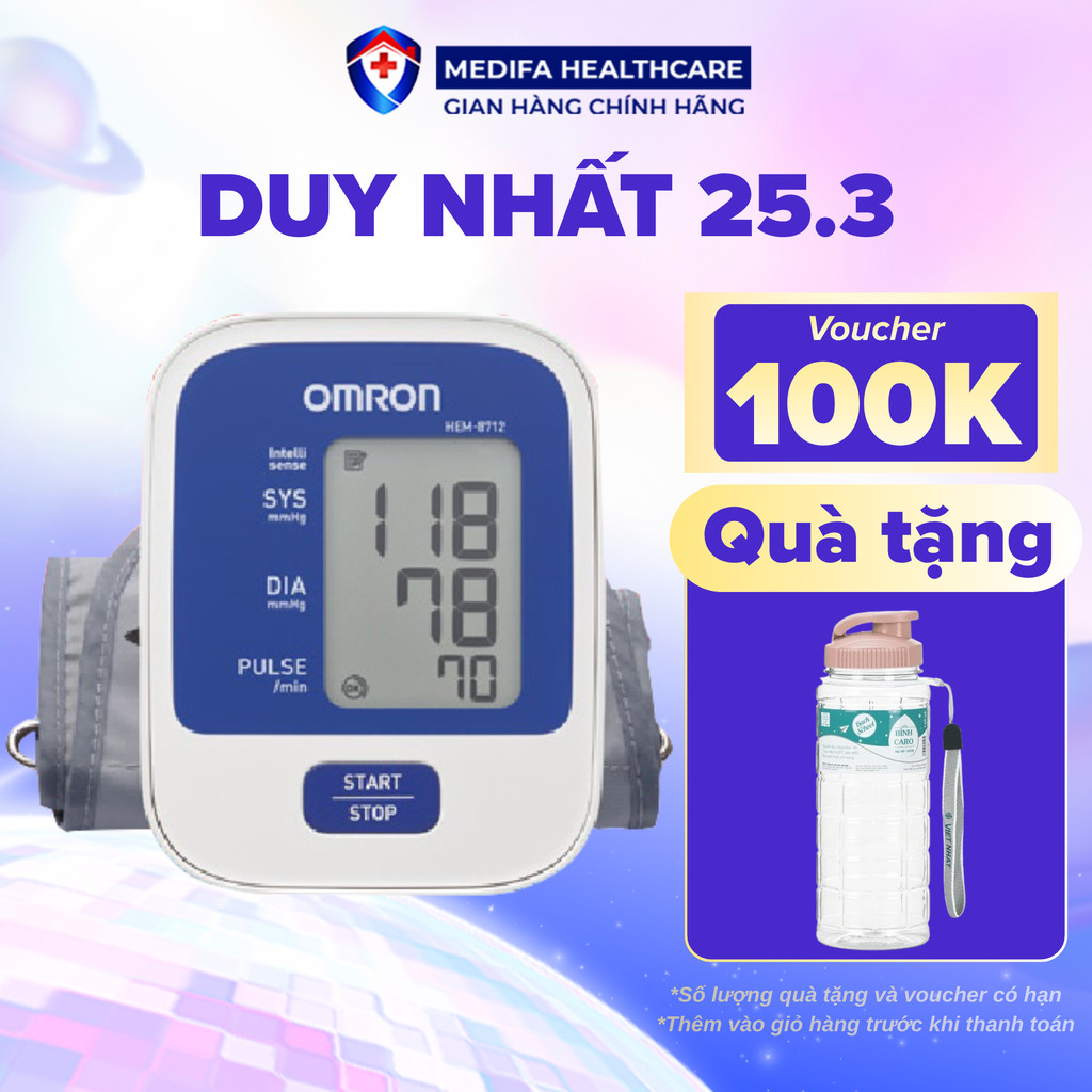 Máy Đo Huyết Áp Omron HEM-8712 Tự Động Đo Cho Kết Quả Nhanh Chóng, Chính Xác, Bảo Hành 5 Năm