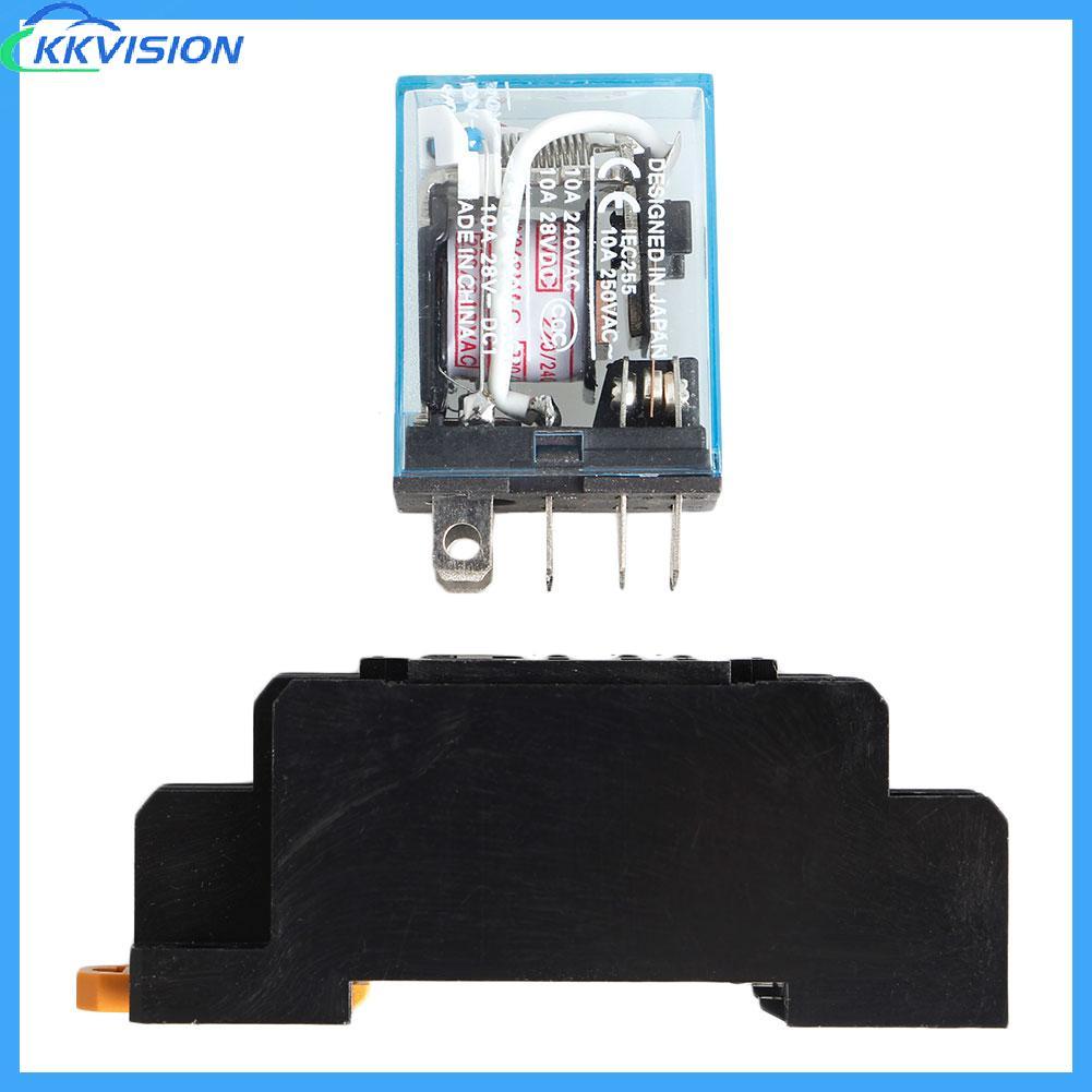 Rơle kkvision LY2NJ AC 220V 10A Với đế ổ cắm 8 chân +