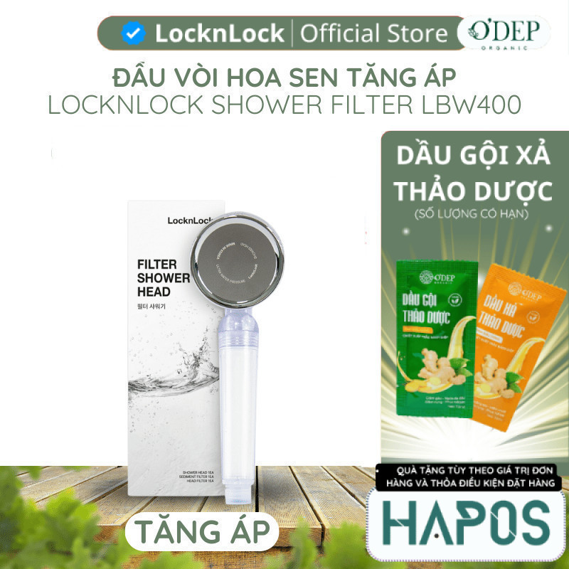 Đầu vòi sen lọc nước LocknLock Chính hãng, Filter Shower Head LBW400 - HAPOS LMK