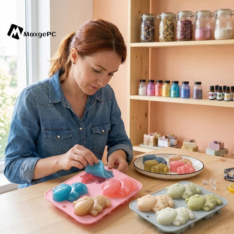 [Max-t] Khuôn Silicon Hippo Hình Trái Tim 4 Khoang Khay Làm Kẹo Sô Cô La Nướng Bánh Nhà Bếp Mới