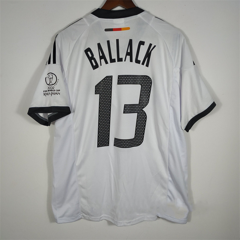 2002 Đức Nhà Retro Jersey Klose & Ballack Áo thun bóng đá cổ điển chất lượng cao