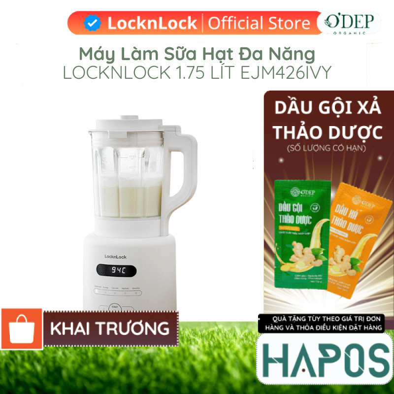 Máy làm sữa hạt đa năng LocknLock 1.75L Chính hãng, lưỡi dao 8 cánh, điều khiển cảm ứng EJM426IVY - 