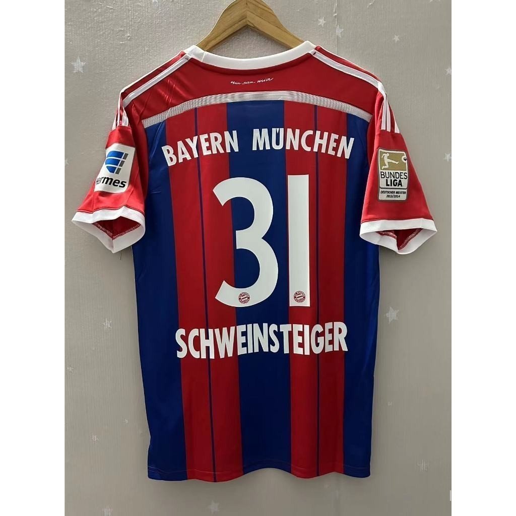 14-15 Bayern Munich LEWANDOWSKI ROBBEN LAHM SCHWEINSTEIGER Premium Retro Home Football Jersey Cá Tín