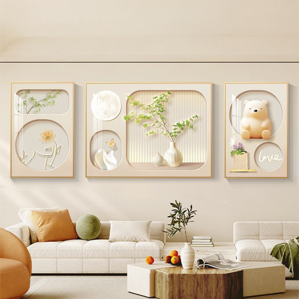 Bộ 3 Tấm Tranh Tráng Gương In 5D – Treo Tường Sang Trọng, Quà Tặng Ý Nghĩa | Mijan Funiture