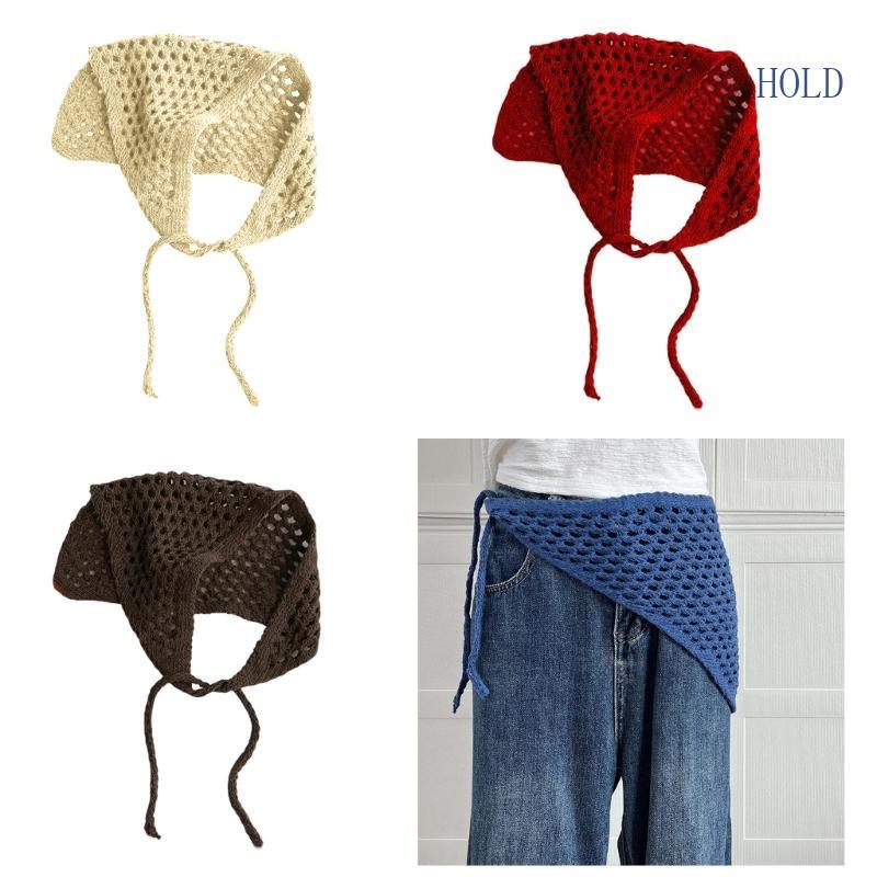 Popular Hollowed Knitted Head Wrap Triangular Scarf Multipurpose Shawl Hip Scarf