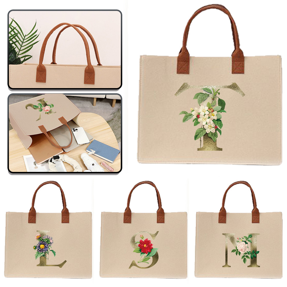 Commuter shopping bag 【Lowest price】 Felt tote bag In stock Large capacity Exquisite print Large fel