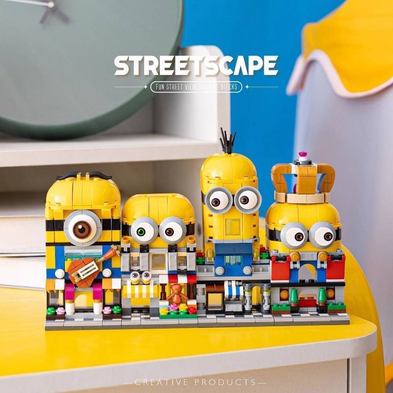 New Street View Yellow People Decoration Building Blocks Children Educational Assembly Toy Birthday 