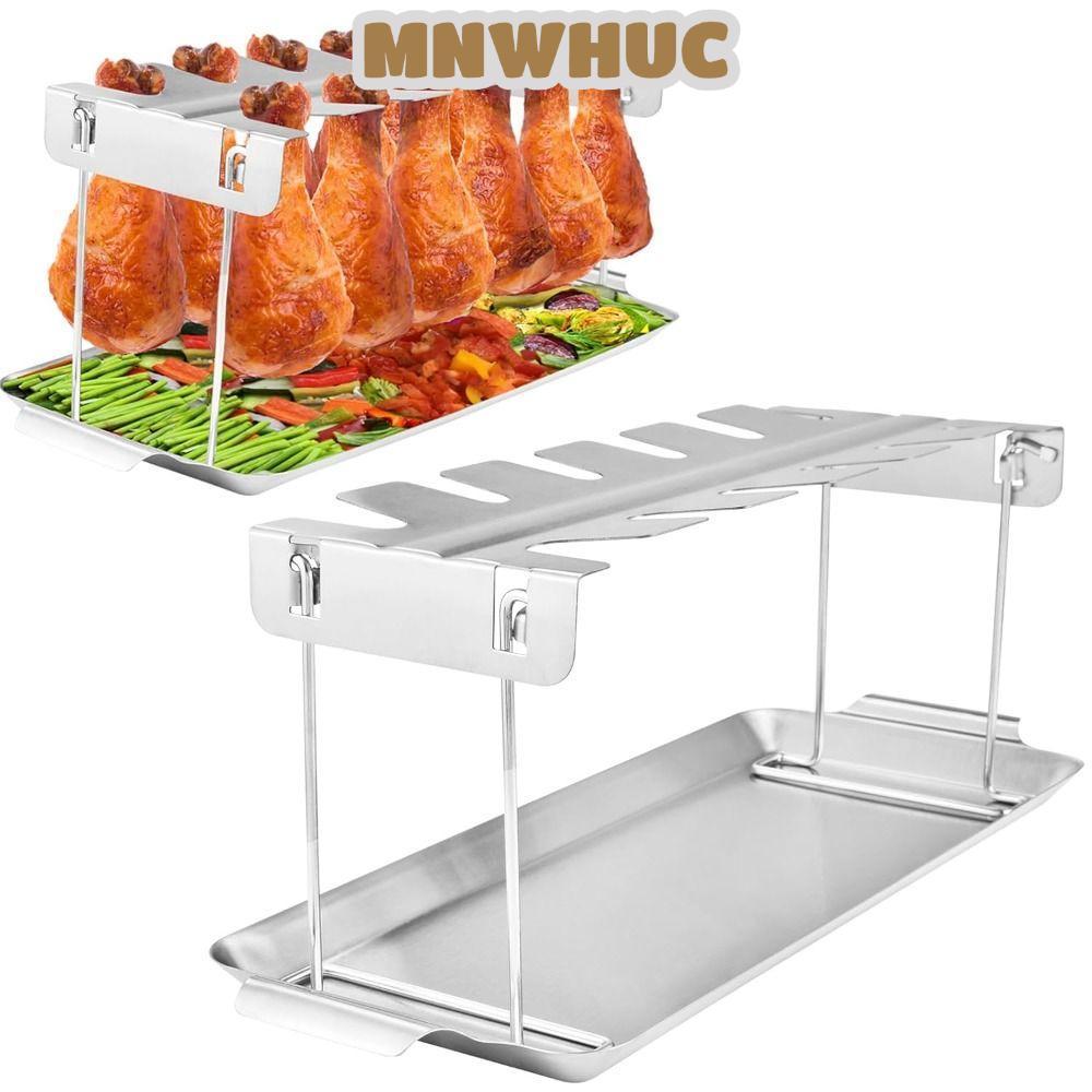 MNWHUC Giá Để Chân Gà, Có Khay Nhỏ Giọt 12 Khe Đựng Trống Gà, Thép Không Gỉ Gấp Chân Gà Cánh Nướng G