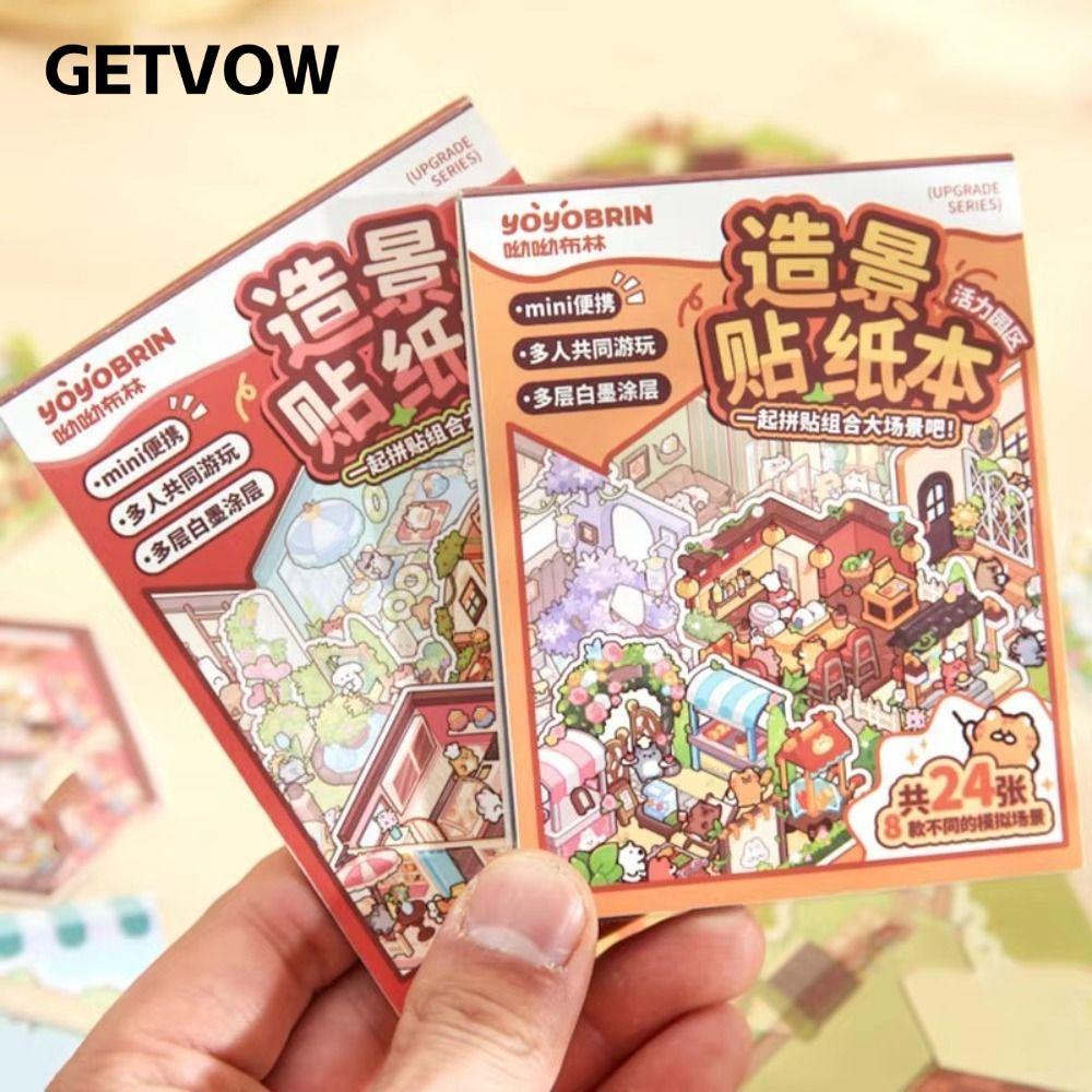 Bộ sưu tập nhãn dán phong cảnh thu nhỏ GETVOW, Nhãn dán phong cảnh 8 trong 1 ba chiều, Phim hoạt hìn