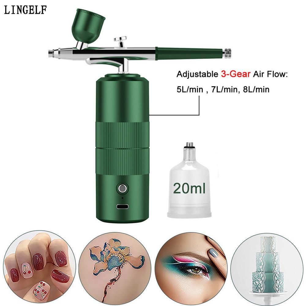 LINGELLF Mini Airbrush Kit, Airbrush Makeup USB Multi-Function Spray, Barber Airbrush Machine Cake P
