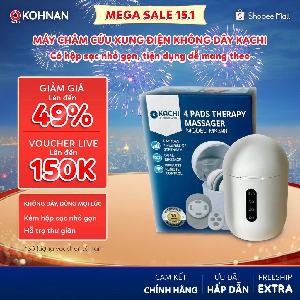 Máy châm cứu xung điện không dây KACHI MK398 có hộp sạc nhỏ gọn, tiện dụng dễ mang theo