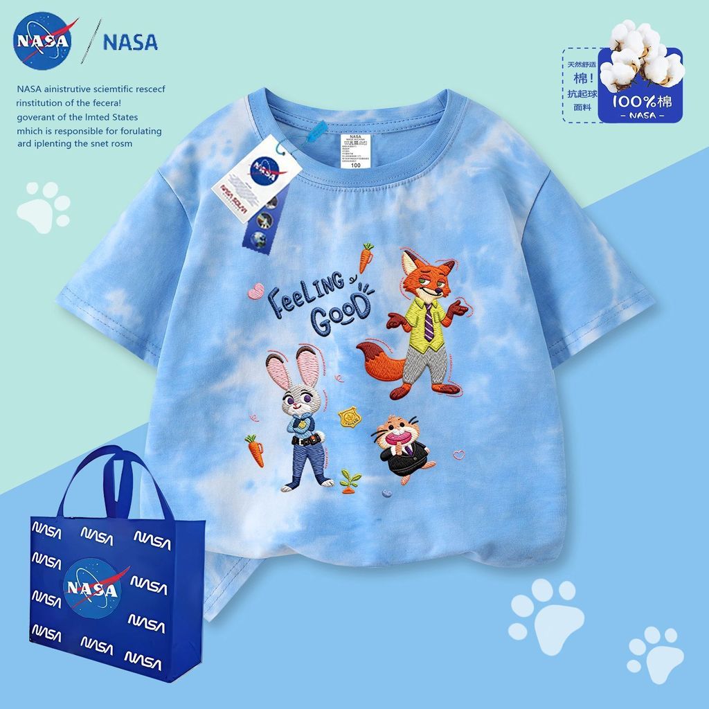 Phim hoạt hình NASA Nick Judy Áo Cotton cổ tròn dành cho trẻ em NASA