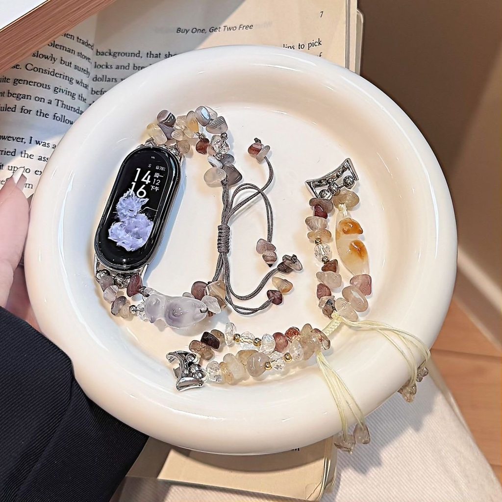 Papa Cat Sỏi Thích Hợp Cho Vòng Tay Xiaomi Dây Đeo 10 / 9 Đính Hạt Dây Bện 8nfc Dây Đeo Tay Huawei 1