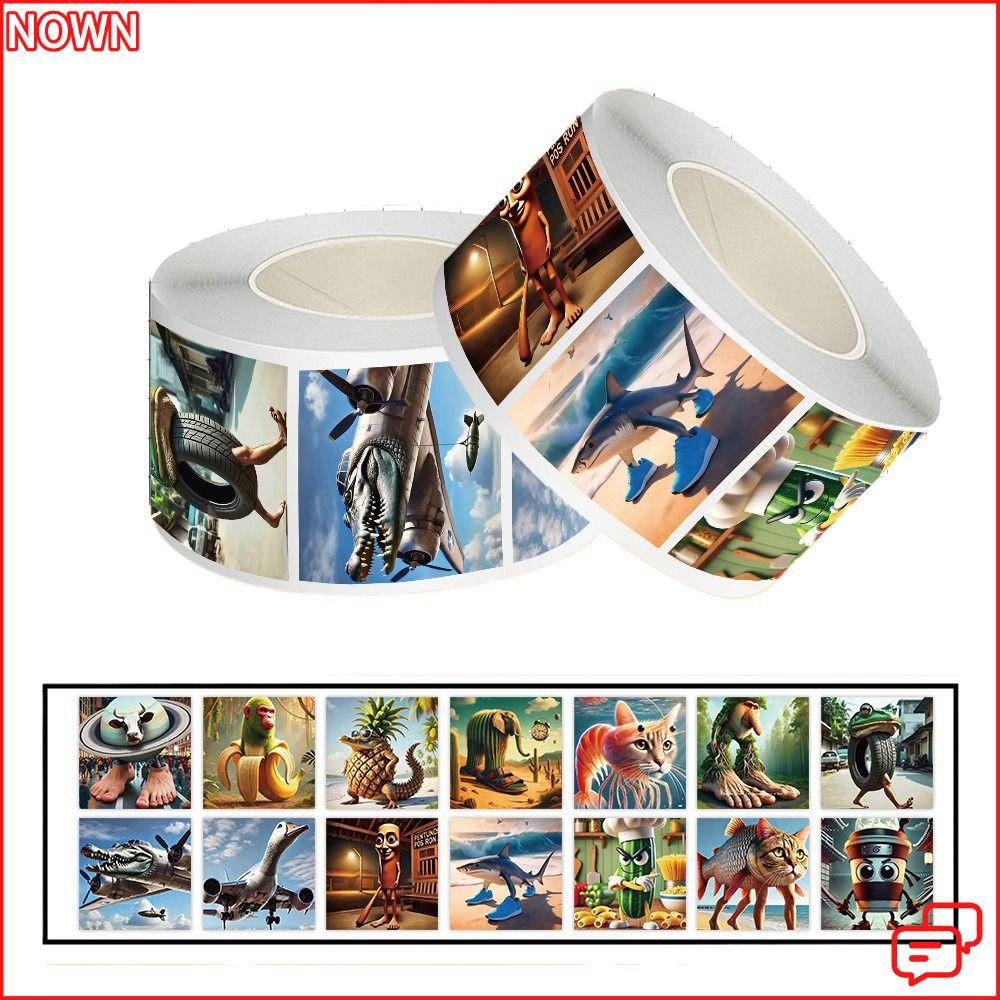 WUXIA 500 Cái / Cuộn Phim Hoạt Hình Dán, Phong Cách Ý Brainrot Động Vật Tralalala Nhãn Dán, 500 Cái 