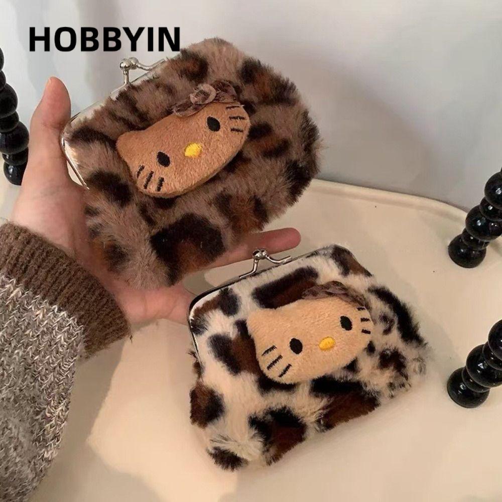 Túi đựng HOBBYIN, Quà tặng Ví Hello Kitty Mini, Túi đựng tai nghe họa tiết Hello Kitty Leopard