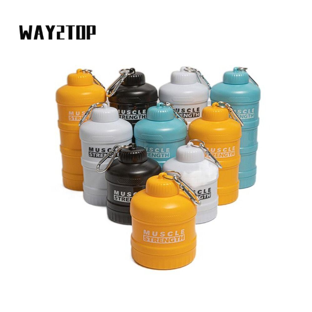 WAY2TOP Chai bổ sung thể dục phễu 1 / 2 / 3 lớp, Hộp bột Protein nhựa lưu trữ nhiều lớp, có khóa leo