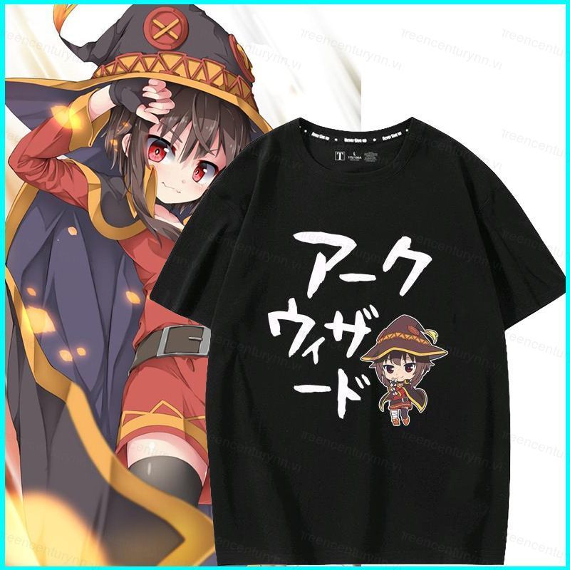 Áo Thun Anime Ngắn Tay Megumin KonoSuba, Vải 3D, Phù Hợp Cho cosplay Mùa Hè
